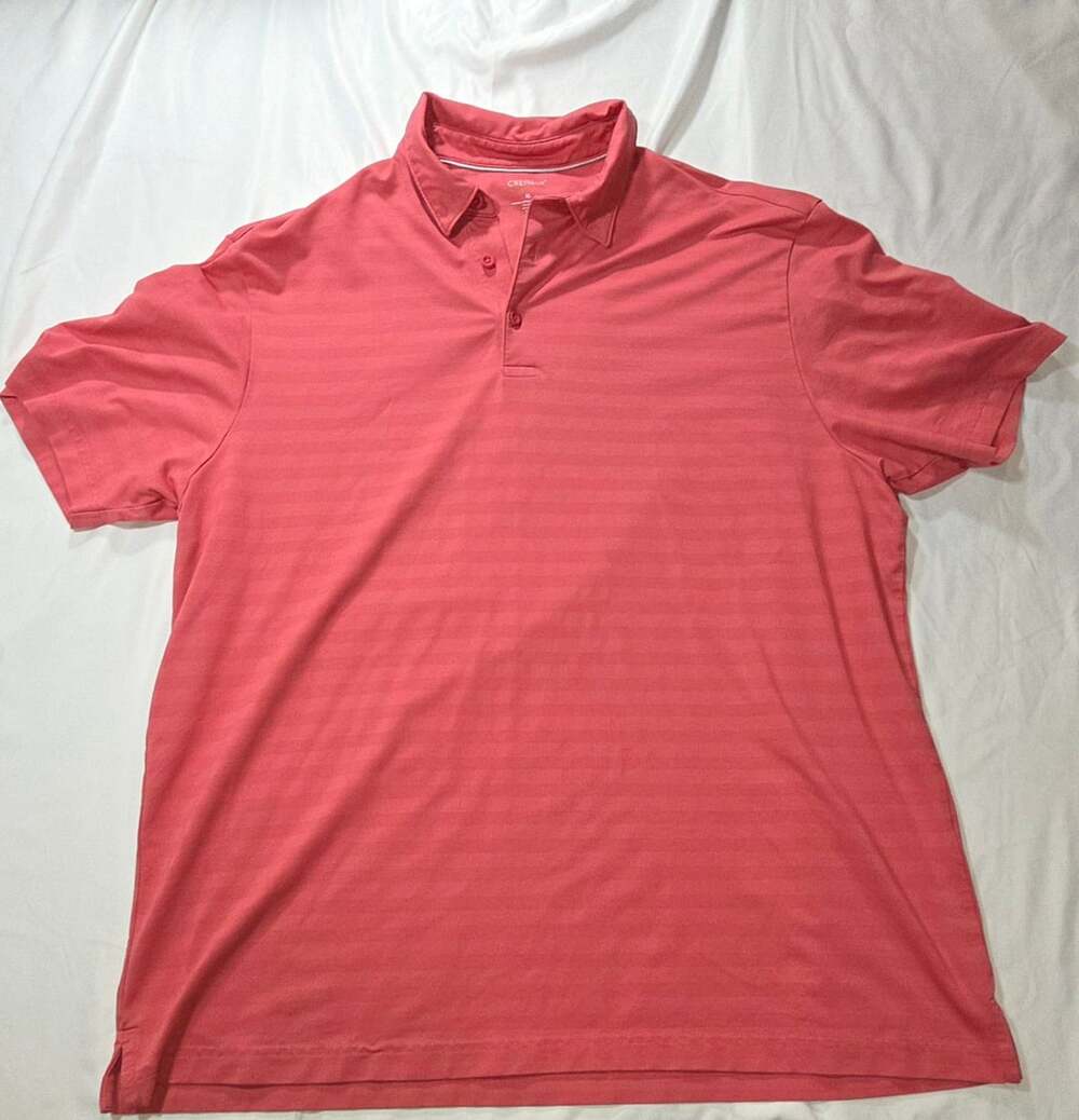 Cremieux Performance Polo Size XL Pink Striped Golf Shirt
